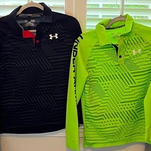 Two under armour polos boys large